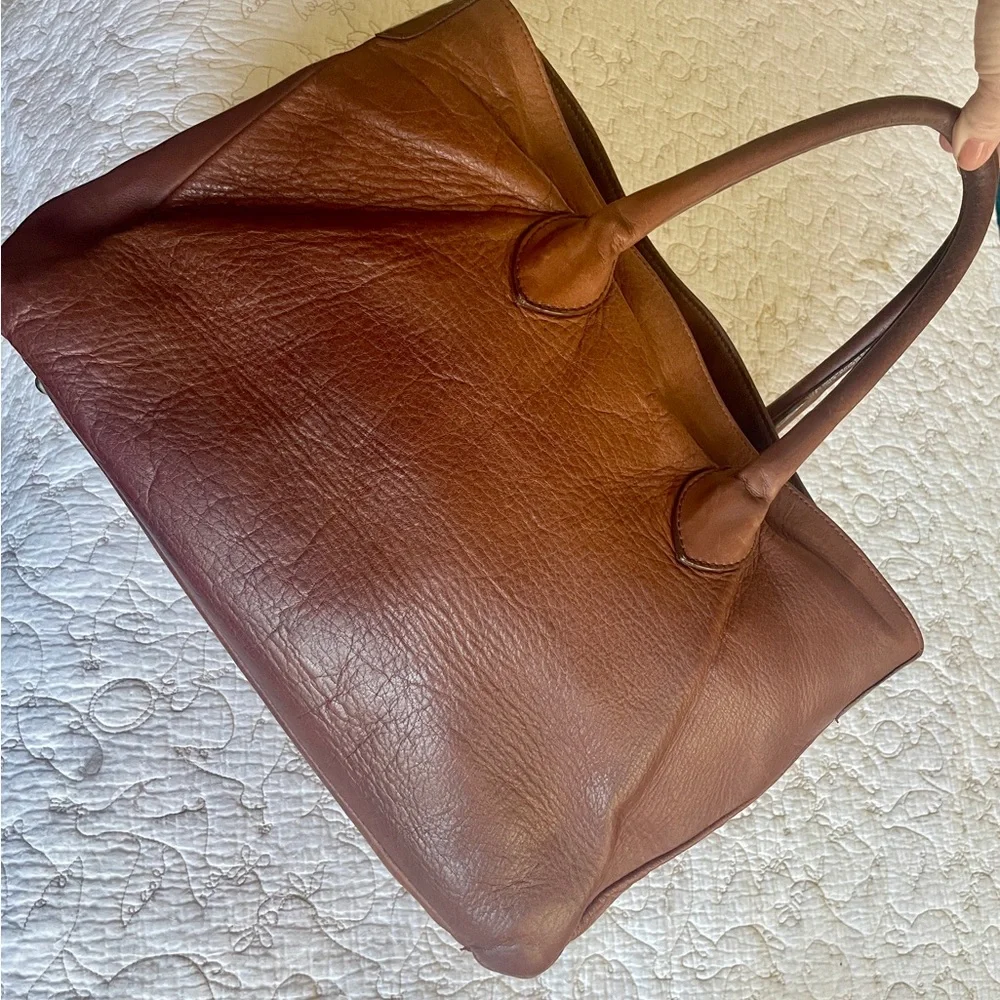 Mark & Graham Brown Leather Carryall Tote - Picture 3 of 9